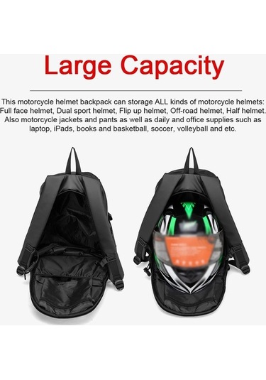Hallow Motosiklet Kask Çantası Kapasite 30 - 48l Siyah A