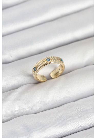 Pirinç Gold Renk Mavi Zirkon Taşlı Kutup Yıldızı Model Kadın Yüz Renkli