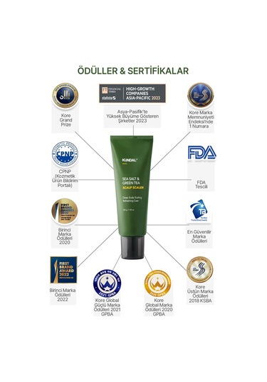 Arındırıcı Ve Ferahlatıcı Saç Derisi Peelingi Kundal Sea Salt & Green Tea Scalp Scaler