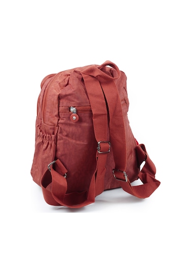 Küçük Boy Krinkıl / Klinkır Su Geçirmez Kumaş Çok Gözlü Günlük Kadın Sırt Çantası Kiremit 8317 Kiremit