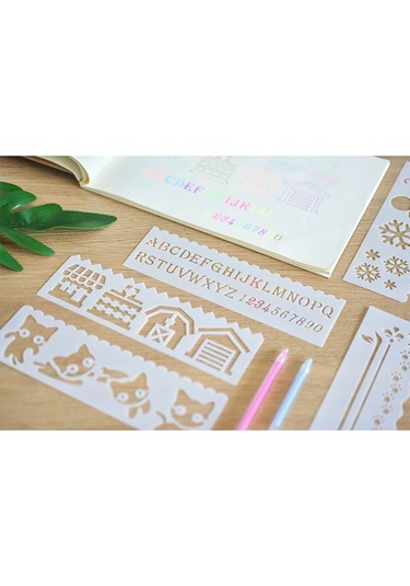 Aubyhe Çocuklar İçin Çizim Åÿablonu Seti - 8 Adet Pp Malzeme, 16 Farklı Desen Bitki, Hayvan, Gã¼naydä N/ã Ä Ktä , Parti Vb. , 18.3x5.5 Cm Uzun Åžekilli Åžablonlar