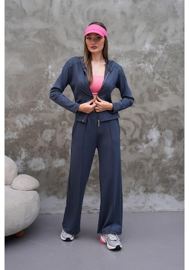 Elaxi Modal Kumaş Slim Fit Kapüşonlu İkili Takım Antrasit