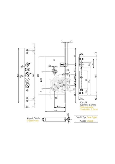 Kale 282/rd Döner Sürgülü Monoblok Çelik Kapı Kilidi Sistem Barel