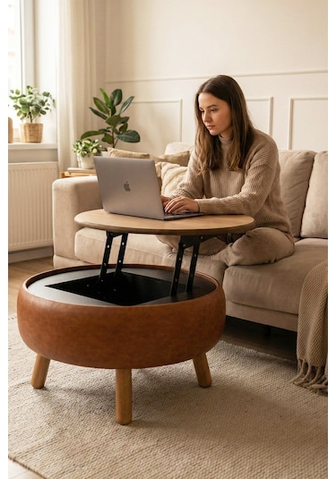 İrina Sandıklı Mekanizmalı Orta Sehpa/bench, Taba