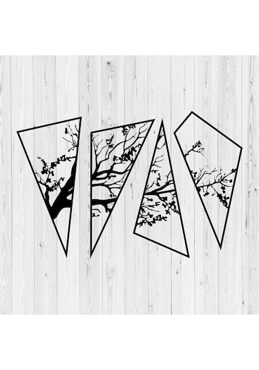 Dekoratif Duvar Süsleri Geometrik Tasarım Metal Ağaç Dekoru