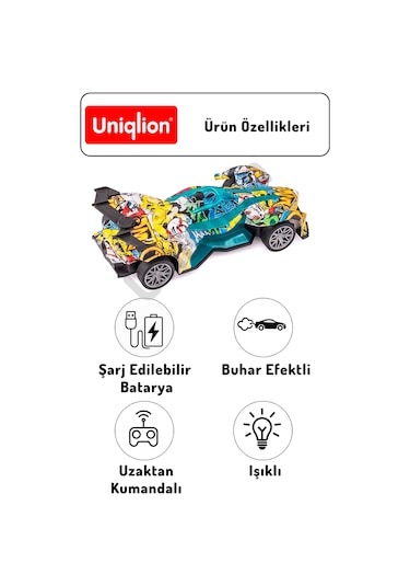 Buhar Efektli Işıklı Uzaktan Kumandalı Yarış Arabası