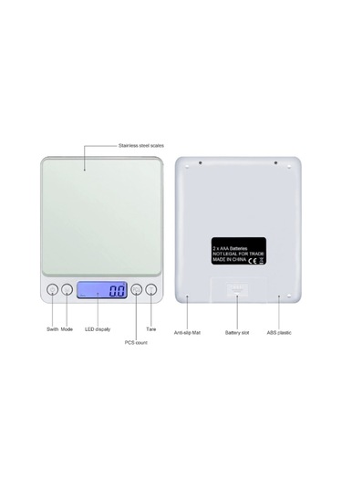 Dijital Hassas Mutfak Terazisi Hassas Tartı 2000 Gr./0.1 Gr. Hassasiyet 4172 Çok Renkli