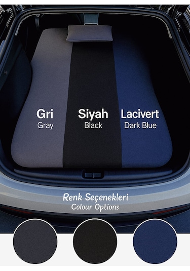 Tesla Model Y Uyumlu Araç İçi Kamp Yatağı Şişirme Gerektirmez, Çantalı + 2 Yastık Hediyeli Gri