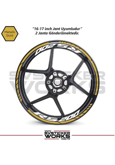 Bajaj Rs200 Jant Sticker Dış Ve İç Set Sticker Jant Şeridi Altın 97092393