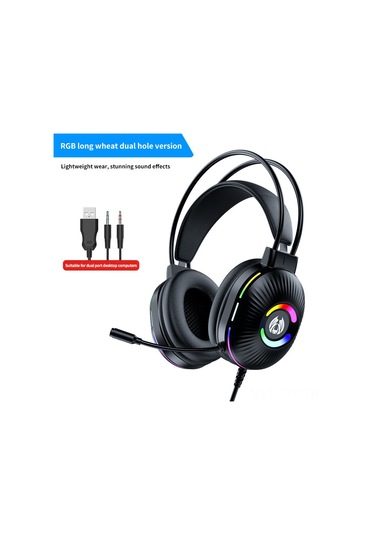 Dianziye Siyah Kedi Kulaklı Rgb Işıklı 7.1 Sesli Oyun Kulaklığı, Gürültü Engelleme Mikrofonlu 50mm Surround Bass, Usb+3.5mm Bağlantı