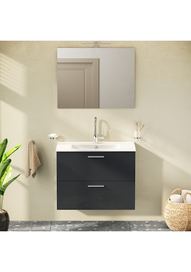 Vitra Vitra Mia 80 Cm Antrasit Çekmeceli Banyo Dolabı Takımı 75100 Antrasit