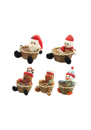 Teltree Noel Şeker Saklama Sepeti - Bambu Ve Kumaş Çocuklar İçin Hediye Ve Dekorasyon Diğer