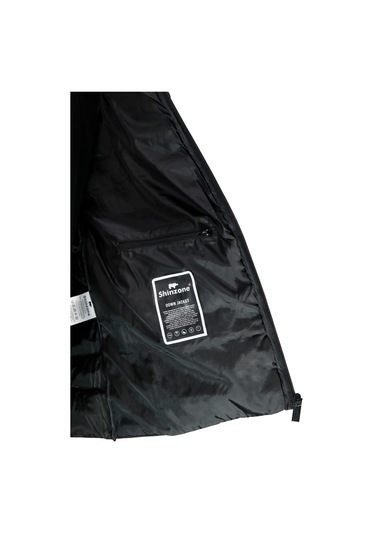 Erkek Kapüşonlu Göğüs Cepli Şişme Siyah Mont 001