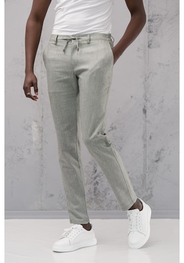 Notra Beli Lastikli Ve İplikli Slimfit Pamuklu Jogger Pantolon Yeşil