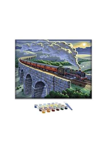 Kara Tren Sayılarla Boyama Seti