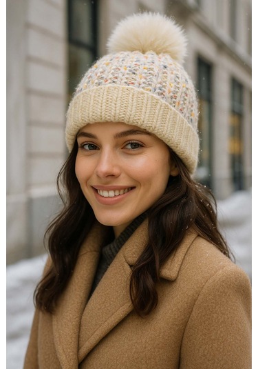 Ponpon Detay Kadın Bere Rkş-1142 Bej Bej