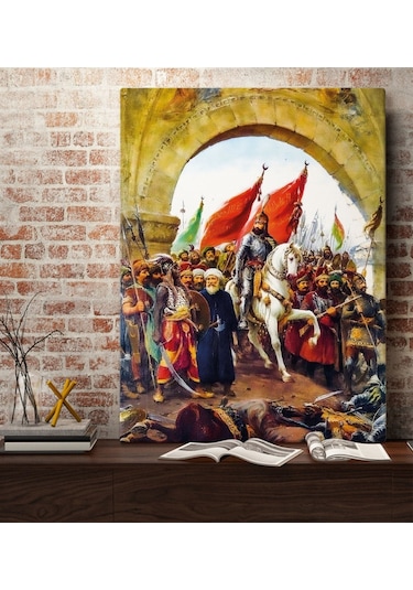 Bk Home İstanbul'un Fethi Fatih Sultan Mehmet Tasarımlı Kanvas Tablo 70x100cm-1
