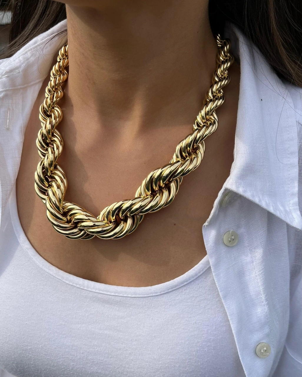 Kalın Burgu Uzun Kolye Çok Renkli