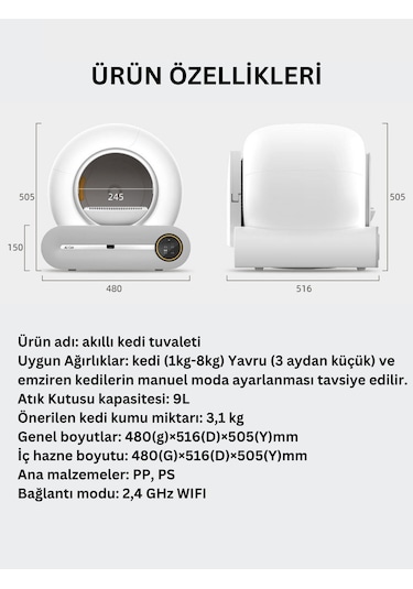 Aıcat Akıllı Kedi Tuvaleti Kum Kabı