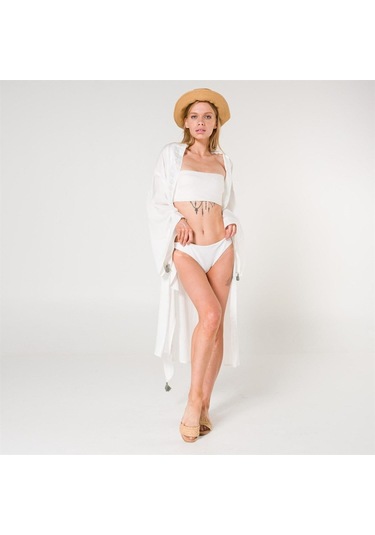 Eli Kadın Pul Baskılı Kimono-Ekru-Standart Ekru