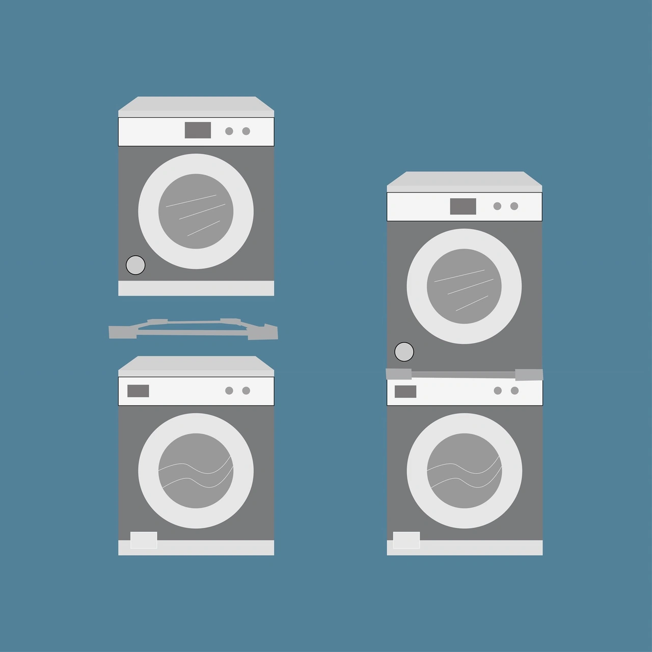 Çamaşır Makinesi Kurutma Makinesi İstifleme Birleştirme Kiti Ayarlanabilir Vestel, Regal Gri - Inox Modeller İle Uyumlu - 42244332