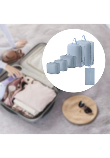 Suntek 6 Parça Seyahat Saklama Çantası Seti Plaj Yürüyüş Mavi