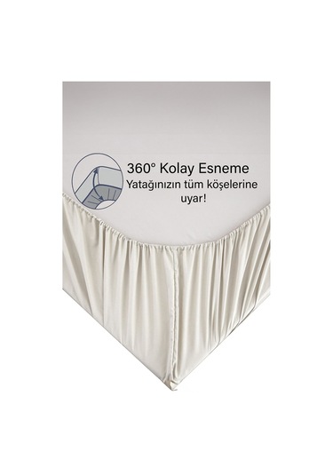 Ranforce Krem Pamuklu Tek / Çift Kişilik Battal Tam Kenar Lastikli Çarşaf 14 Renk Fıtted Krem