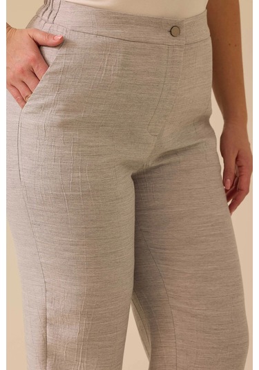 Galaxi Kadın Büyük Beden Cepli Bilek Boy Pantolon 4010 Gri Gri