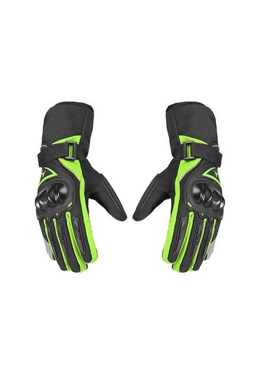 Pazly Kışlık Siyah Motosiklet Eldivenleri, Su Geçirmez, Isıtmalı, Reflektif Şeritli 2 Adet