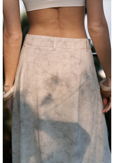 Garias Cepli Uzun Batik Desenli Bej Etek Bej