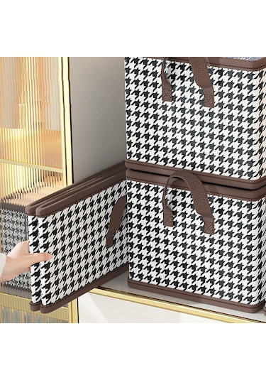 Cbtx 50x30x26cm Saklama Kutusu Non Woven Pp Pano Katlanabilir Dolap Düzenleyici Kutusu - Siyah