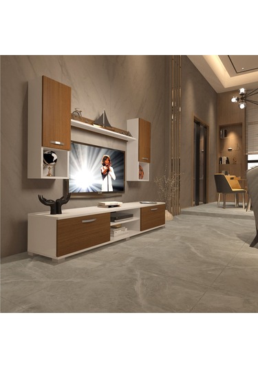 Decoraktiv Eko 5da Mdf Dvd Tv Ünitesi Tv Sehpası Beyaz - Ceviz