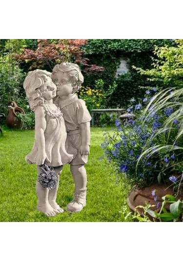 Suntek Bahçe Heykeli Dekorasyon Erkek Ve Kız 15x8x4cm