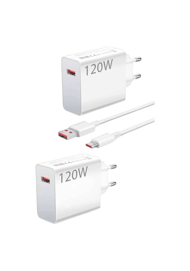 120 Watt Turbo Hızlı Şarj Aleti Seti Hızlı Şarj Adaptörü Beyaz