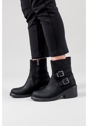 Eliska Çift Tokalı Bot Siyah-7405-siyah Siyah