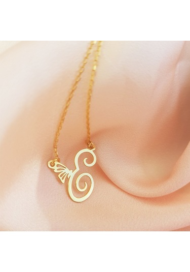 925 Ayar Gümüş E Harfi Kelebek Kolye (509858282)