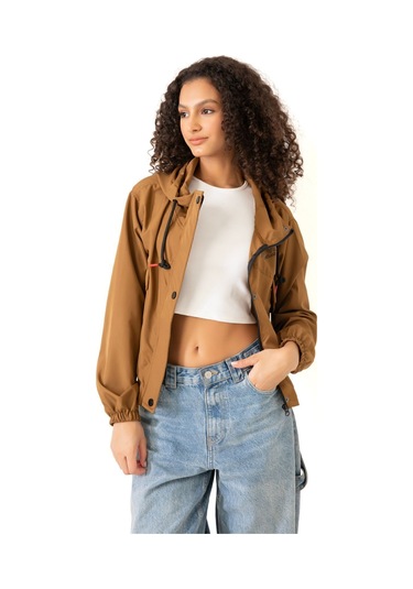 Riverstorm Kadın Taba Su Geçirmez Ve Rüzgara Dayanıklı Kapüşonlu Cepli Çıt Çıtlı Mevsimlik Yağmurluk Taba