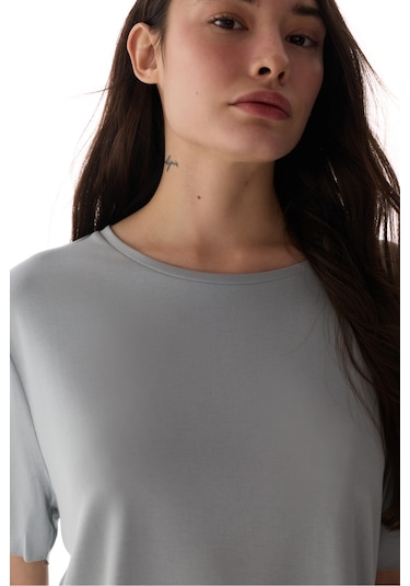 Penti Gri Bisiklet Yaka Oversize  Modal T-Shirt
