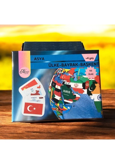 Asya Ülkeleri-harita-bayrak-başkent Kartları