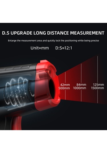 Aubyhe Habotest Ht641b+ Kızılötesi Sıcaklık Ölçer -50 600 C, Kişisiz Nesne Yüzeyi Ölçümü, Laser Yardımıyla, Siyah+kırmızı Pil Yok
