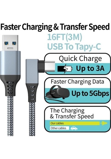 Ebitda Oculus Quest 2/1 Bağlantı Kablosu İçin 3m Usb 3.1 Type-c