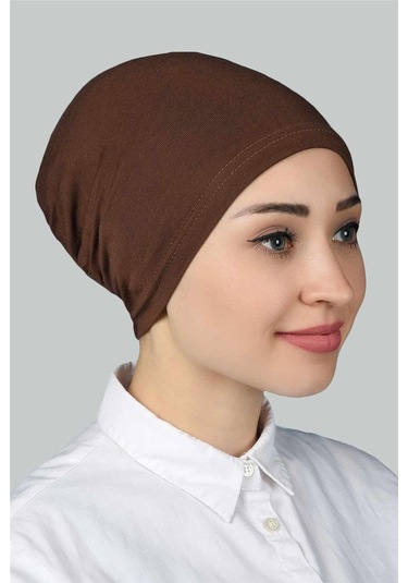 Altobeh Hazır Pratik Geçmeli Lastikli Tesettür Bone - Çikolata