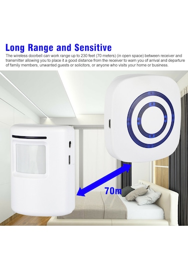 Kablosuz Uyarı Hareket Sensörlü Alarm Ev Güvenlik Kapı Zili