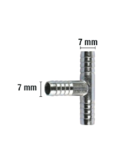 Rakor Metal T Tip Hortum İçin 7mm 2 Adet 5"