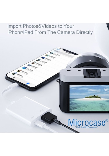 Microcase USB 3.0 iphone Uyumlu iPad Lightning Şarj ve Kamera Adaptörü -AL3187
