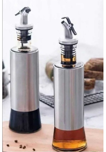 Cam Yağdanlık 300 Ml Zeytinyağı & Sirke Şişesi, Akıtma Uçlu Çok Renkli