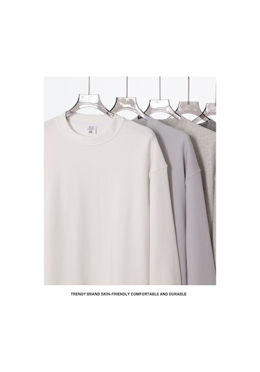 Edwardest Sonbahar Ve Kış İçin 435 Gr Kalınlığında Havlu Kumaştan Üretilmiş, Düz Yuvarlak Yakalı Sweatshirt Gri