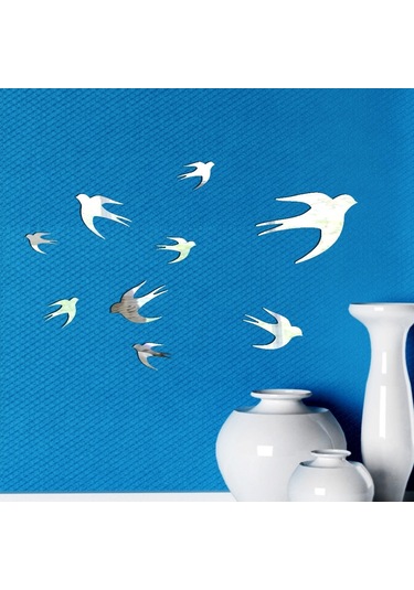 Kırlangıçlar Dekoratif Ayna Gümüş