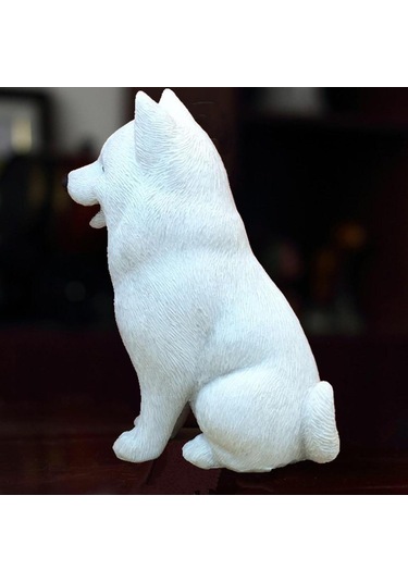 Suntek Samoyed Figür Araba Dekorasyonu Köpek Heykeli Masa Yatak 5cmx6,5cmx10,5cm