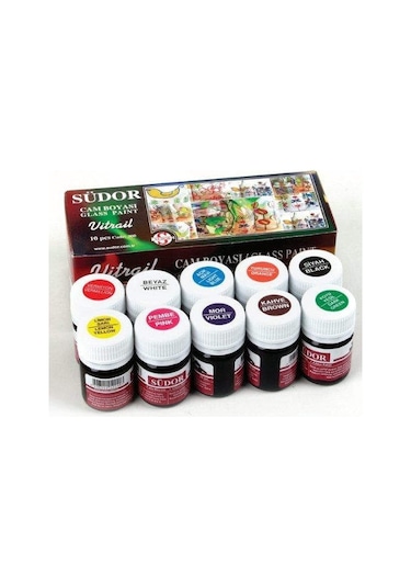 Südor Vitrail Cam Vitray Boyası 10 Renk x 25 ML. Çok Renkli